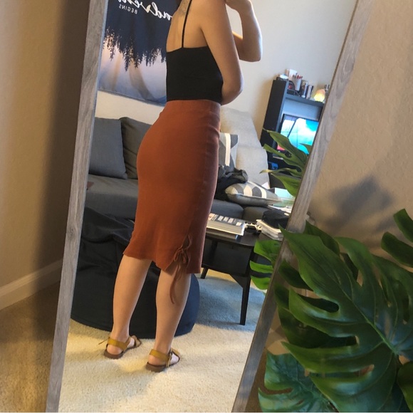 Orange Cotton Pencil Midi Skirt Size Small - Picture 3 of 13